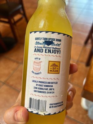 Local kombucha from Koast kombucha at Peace Natural Vegan Food in Berkeley