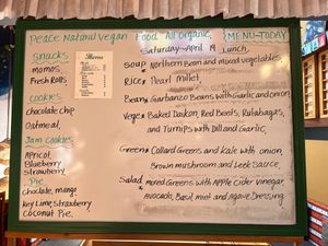 Daily menu at Peace Natural Vegan Food in Berkeley