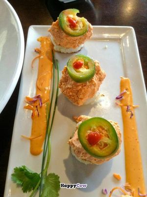 Spicy tofu on crispy rice at Kabuki in Irvine