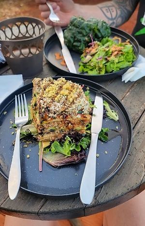 live lasagna and Live Mexican burrito at Mandala Living Foods Cafe in Anahola