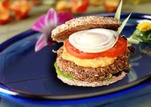 Vegan Raw Burger at Mandala Living Foods Cafe in Anahola