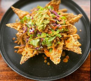 mandala nachos at Mandala Living Foods Cafe in Anahola