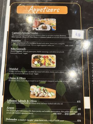 Apps clearly marked vegan  at Habibi's Mediterranean in Guam
