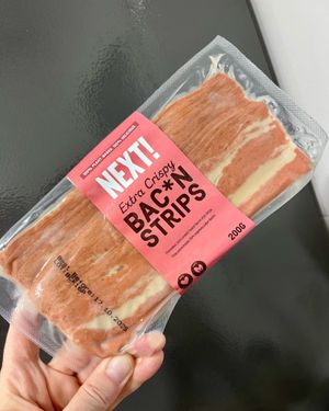 Vegan Bac*n strips bought in La Sirena at La Sirena in Premia De Mar