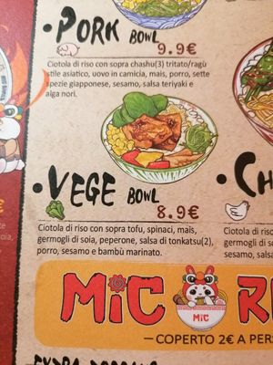 Vege bowl ingredients at Mic Ramen in Bergamo