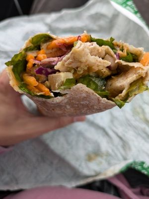Custom wrap with tofu, veggies, and spicy sesame dressing at freshii in Truro