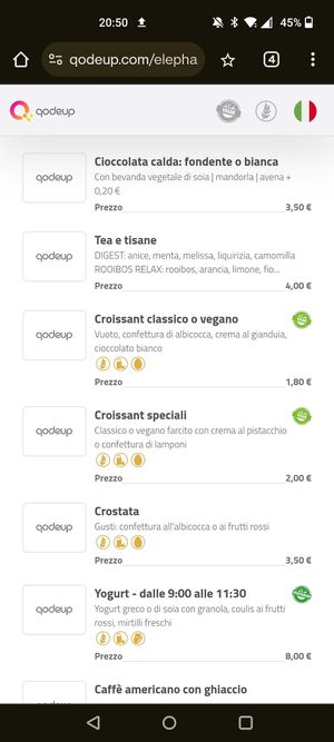 Menu at Elephant Bistrot in Moniga Del Garda