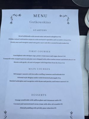 Menu August 2024  at Gutkowskino Ristorante @ Hotel Gutkowski  in Siracusa