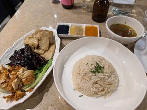 Vegan "chicken" rice at Roots Bistro KL in Kuala Lumpur