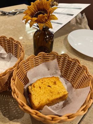 This bread has cheese. My mum ate it as she's not vegan. Remember to request for vegan bread, they have it.  at Roots Bistro KL in Kuala Lumpur