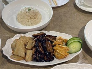 Trio plant-based meat with rice at Roots Bistro KL in Kuala Lumpur