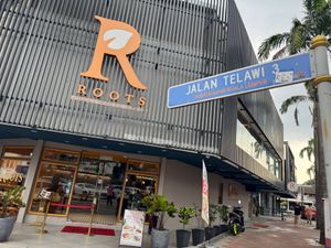 The facade and street name at Roots Bistro KL in Kuala Lumpur