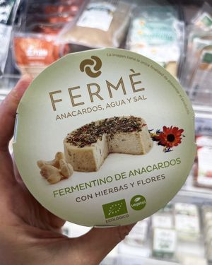 Vegan cashew cheese with herbs at Veritas in Premia De Mar