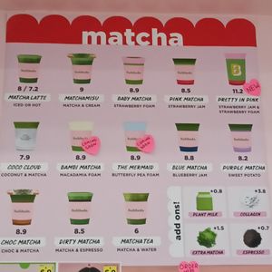 Menu at Balibola in Melbourne