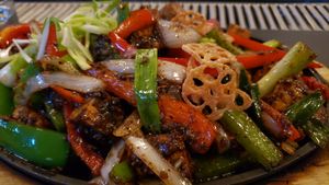 Black pepper tofu ($25). Too much black pepper. at Beautiful South by Kwei Fei in Charleston