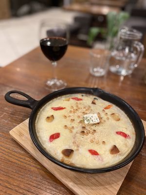 Rice with smoky cheese casserole  at CHOICE in Kyoto