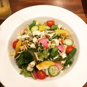 vegan cheese salad. Beautiful plate but I was still hungry afterward.  at CHOICE in Kyoto