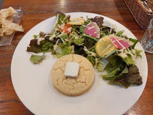 Pancakes and salad at CHOICE in Kyoto