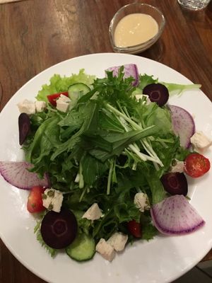 Vegan cheese salad  at CHOICE in Kyoto