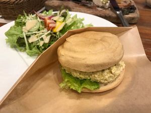 Vegan egg sandwhich at CHOICE in Kyoto