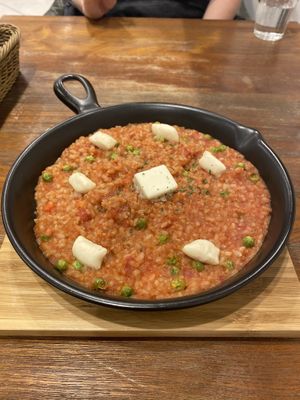 Breakfast risotto with vegan cheese! at CHOICE in Kyoto
