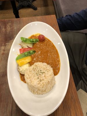 Indian curry and rice - delicious!  at CHOICE in Kyoto