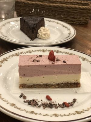 Cheesecake and chocolate cake! So yummy!!  at CHOICE in Kyoto