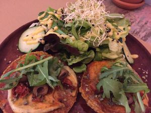 raw pizza at El Cafe Blueproject in Barcelona