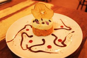 Raw carrot cake!! at El Cafe Blueproject in Barcelona