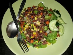 Fried rice with veggies at Happy Green in Chiang Mai