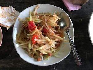 Amazing papaya salad at Happy Green in Chiang Mai