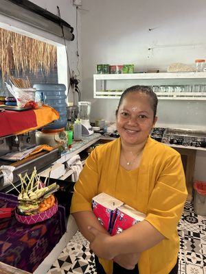 The lovely owner🤍  at Vegan Soul Cafe in Penida Island