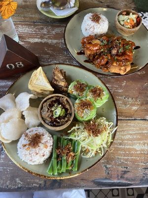 Gado Gado and sweet fried tofu  at Vegan Soul Cafe in Penida Island