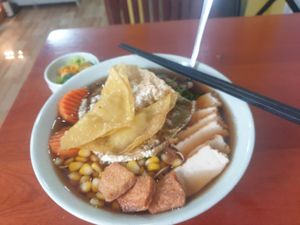 Great noodle soup dish 8/10 but the mock meat was a bit too chewy in one or two instances (thick cardboard almost) at Quán Hủ tiếu chay Nhân Tâm in Ho Chi Minh City