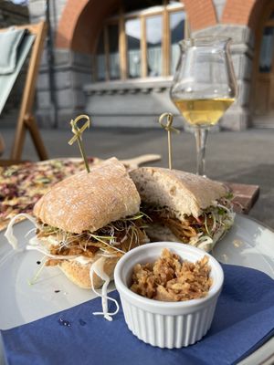 Vegan pastrami sandwich at Bistro Pier One in Interlaken