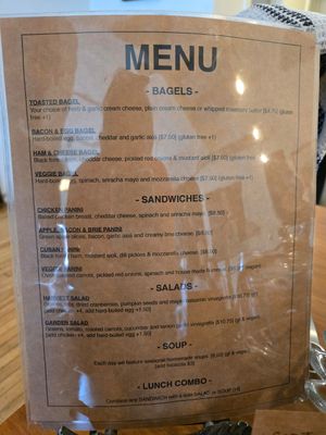Menu at Anchor Coffee House in Windsor
