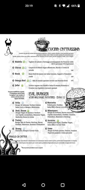 Menu at The Villains Pub  in Brescia