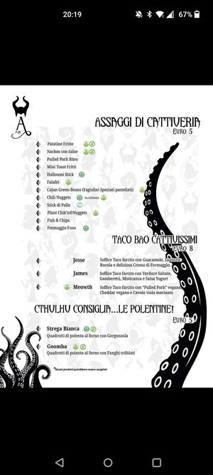 Menu at The Villains Pub  in Brescia