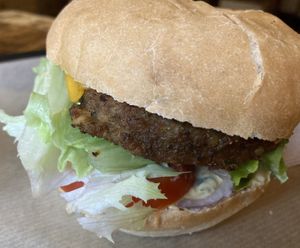 Ronald burger with Naturesoy patty  at Hank Cuisine Végétale - Archives in Paris
