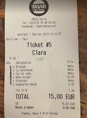  at Hank Cuisine Végétale - Archives in Paris