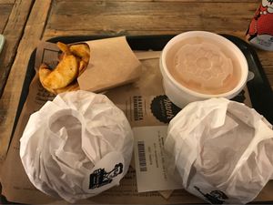 Burgers, coleslaw and wedges  at Hank Cuisine Végétale - Archives in Paris