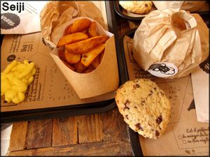 Burgers (Tata Monique), frites, cookie, et mayonnaise at Hank Cuisine Végétale - Archives in Paris