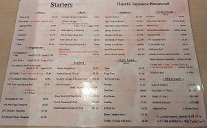 Starters at Hanako in Watford