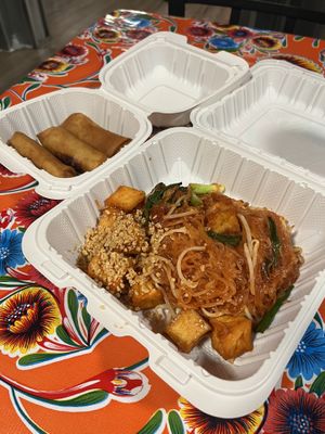 Pad thai and fried bananass  at Naung Mai Thai Kitchen in Anacortes