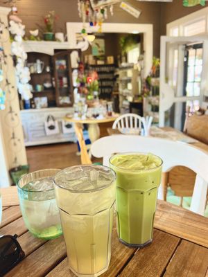 Vegan Matcha Latte and Yerba Matte with Coconut  at Tea House 650 Cafe in Crystal River