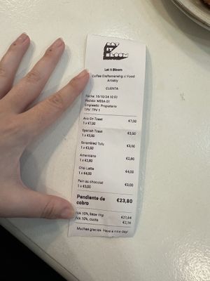 Receipt   at Let It Bloom in Valencia
