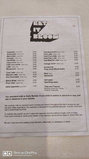 Drinks menu April 2025 at Let It Bloom in Valencia