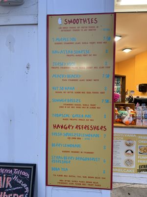 Smoothie board  at Hangry Bites in Ocean City