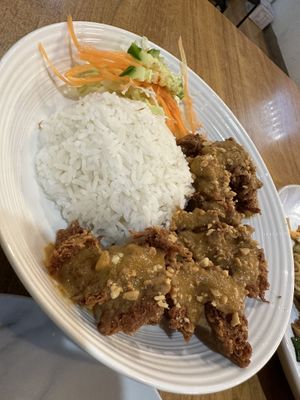 Fried satay “chicken"  at Sunflower Thai Vegetarian Restaurant in Auckland
