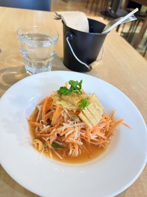 Som tom salad  at Sunflower Thai Vegetarian Restaurant in Auckland